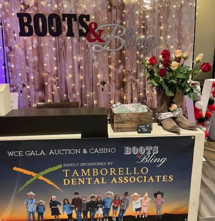 Tamborello Dental Associates sponsorship sign at The Willow Creek Gala